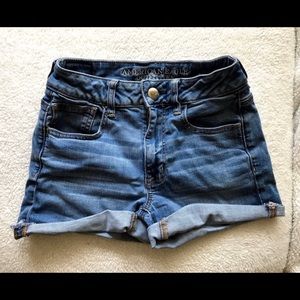 american eagle high rise denim shorts